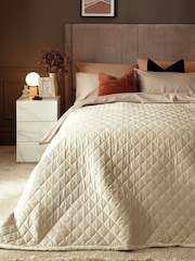Cream Hamilton Velvet Quilted Bedspread - Image 1 of 3
