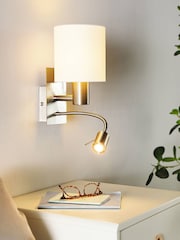 Eglo White Pasteri Fabric Wall Lamp With Reading Light - Image 1 of 3
