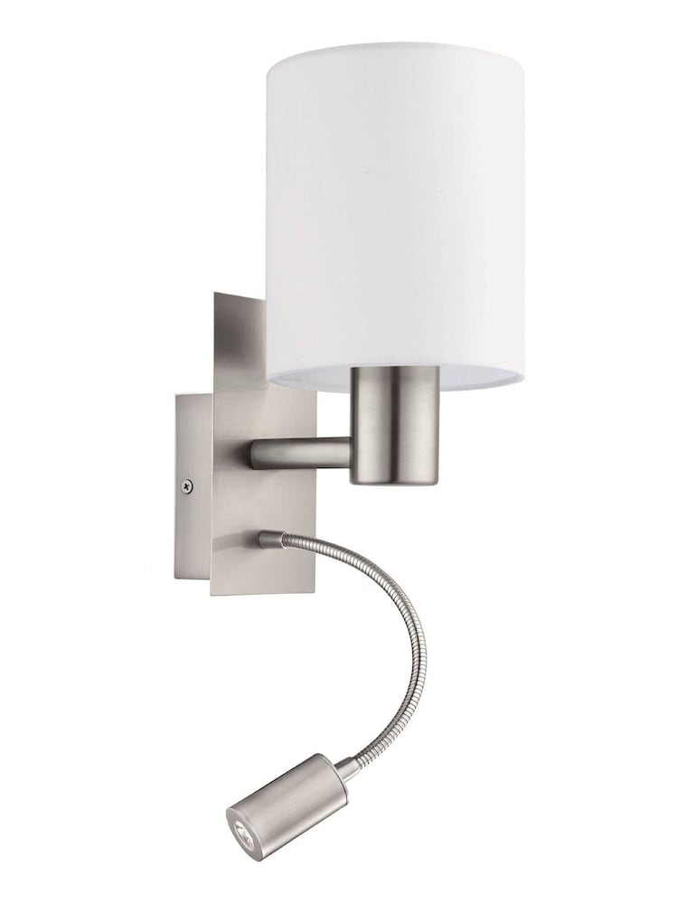 Eglo White Pasteri Fabric Wall Lamp With Reading Light - Image 2 of 3
