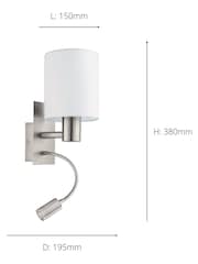 Eglo White Pasteri Fabric Wall Lamp With Reading Light - Image 3 of 3