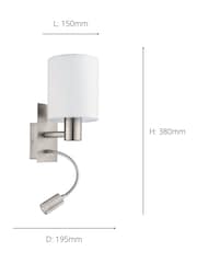 Eglo White Pasteri Fabric Wall Lamp With Reading Light - Image 4 of 5