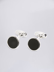 MOSS Silver Tone Onyx Cufflinks - Image 1 of 2