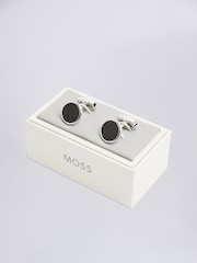 MOSS Silver Tone Onyx Cufflinks - Image 2 of 2