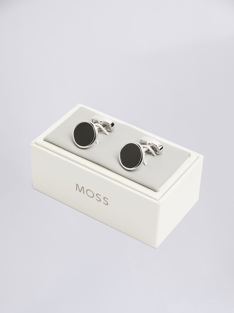 MOSS Silver Tone Onyx Cufflinks - Image 2 of 2