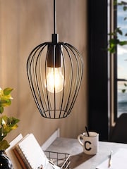 Eglo Black Newtown Caged Ceiling Light Pendant - Image 1 of 4
