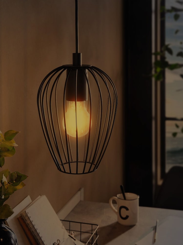 Eglo Black Newtown Caged Ceiling Light Pendant - Image 2 of 4