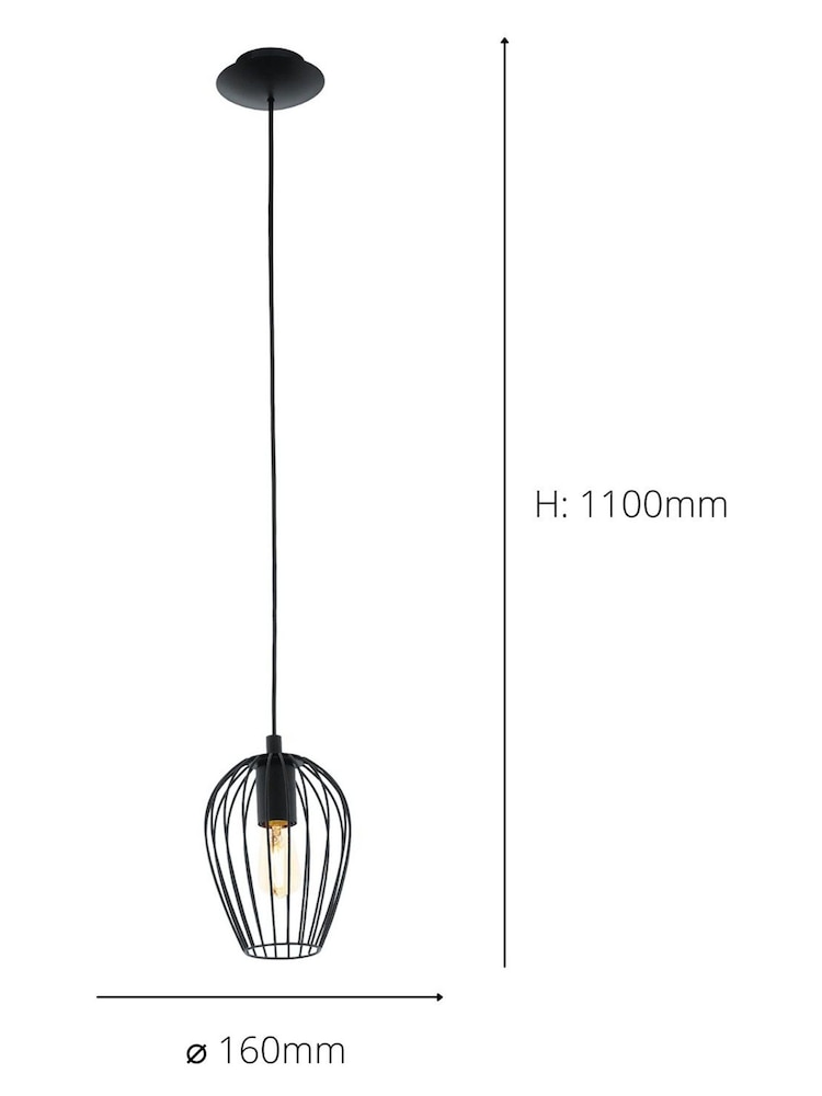 Eglo Black Newtown Caged Ceiling Light Pendant - Image 4 of 4 Eglo Black Newtown Caged Ceiling Light Pendant - Image 4 of 4