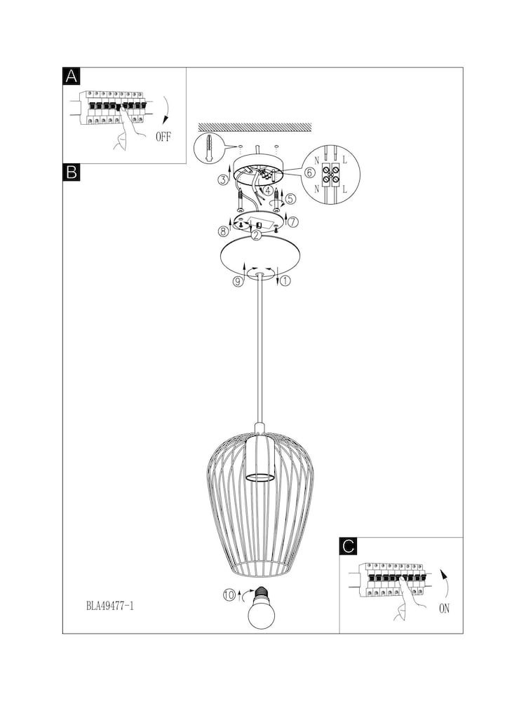 Eglo Black Newtown Caged Ceiling Light Pendant - Image 5 of 5 Eglo Black Newtown Caged Ceiling Light Pendant - Image 5 of 5