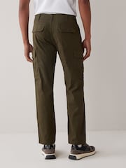 Khaki Green Straight Fit Cotton Stretch Cargo Trousers - Image 2 of 7