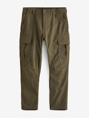 Khaki Green Straight Fit Cotton Stretch Cargo Trousers - Image 5 of 7
