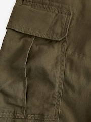Khaki Green Straight Fit Cotton Stretch Cargo Trousers - Image 7 of 7