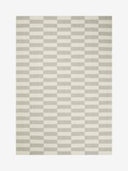 Jasper Conran London Grey/Ecru White Checkerboard Wool Rug - Image 3 of 4