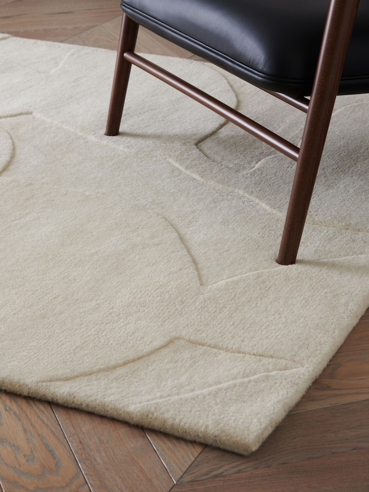 Jasper Conran London White Floral Leaf Wool Rug - Image 2 of 4