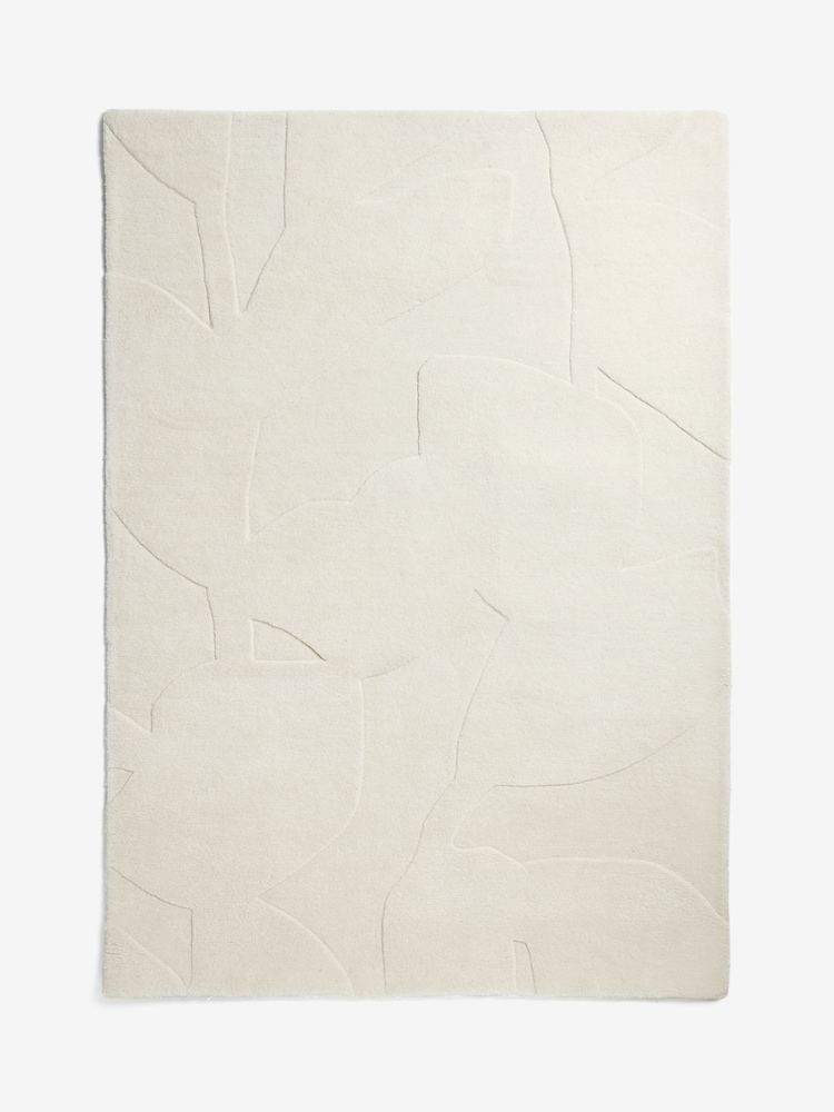 Jasper Conran London White Floral Leaf Wool Rug - Image 4 of 4 Jasper Conran London White Floral Leaf Wool Rug - Image 4 of 4