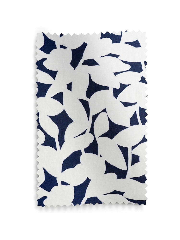 Jasper Conran London Navy Blue Pencil Pleat Blackout Floral Leaf Curtain - Image 6 of 6 Jasper Conran London Navy Blue Pencil Pleat Blackout Floral Leaf Curtain - Image 6 of 6