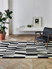 Jasper Conran London Black/White Papercut Carve Pile Wool Rug - Image 1 of 4