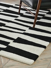 Jasper Conran London Black/White Papercut Carve Pile Wool Rug - Image 2 of 4