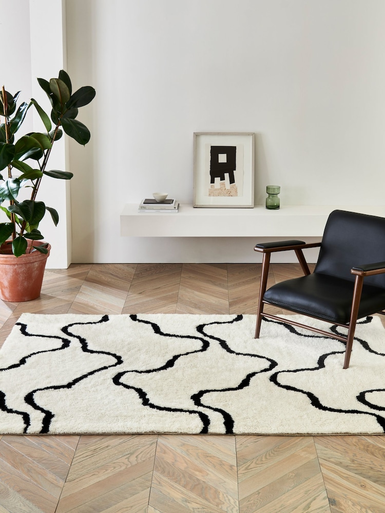 Jasper Conran London White Berber Wool Wiggle Rug - Image 1 of 4