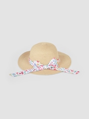 JoJo Maman Bébé Neutral Floral Straw Hat - Image 1 of 3