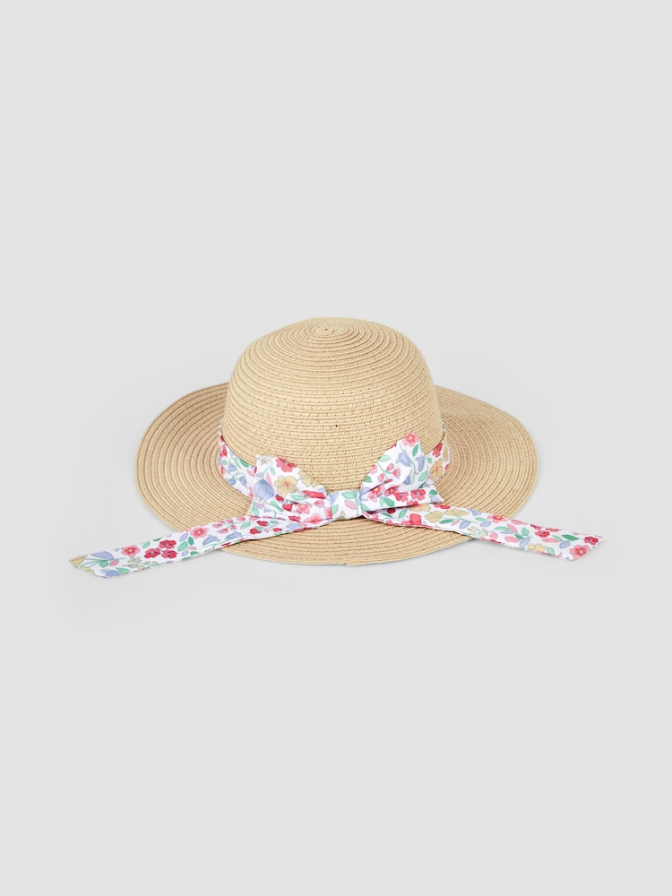 JoJo Maman Bébé Neutral Floral Straw Hat - Image 1 of 3