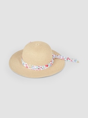 JoJo Maman Bébé Neutral Floral Straw Hat - Image 2 of 3
