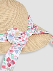 JoJo Maman Bébé Neutral Floral Straw Hat - Image 3 of 3