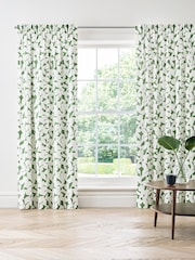 Jasper Conran London Green Pencil Pleat Blackout Floral Leaf Curtain - Image 1 of 5