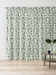 Jasper Conran London Green Pencil Pleat Blackout Floral Leaf Curtain - Image 3 of 5