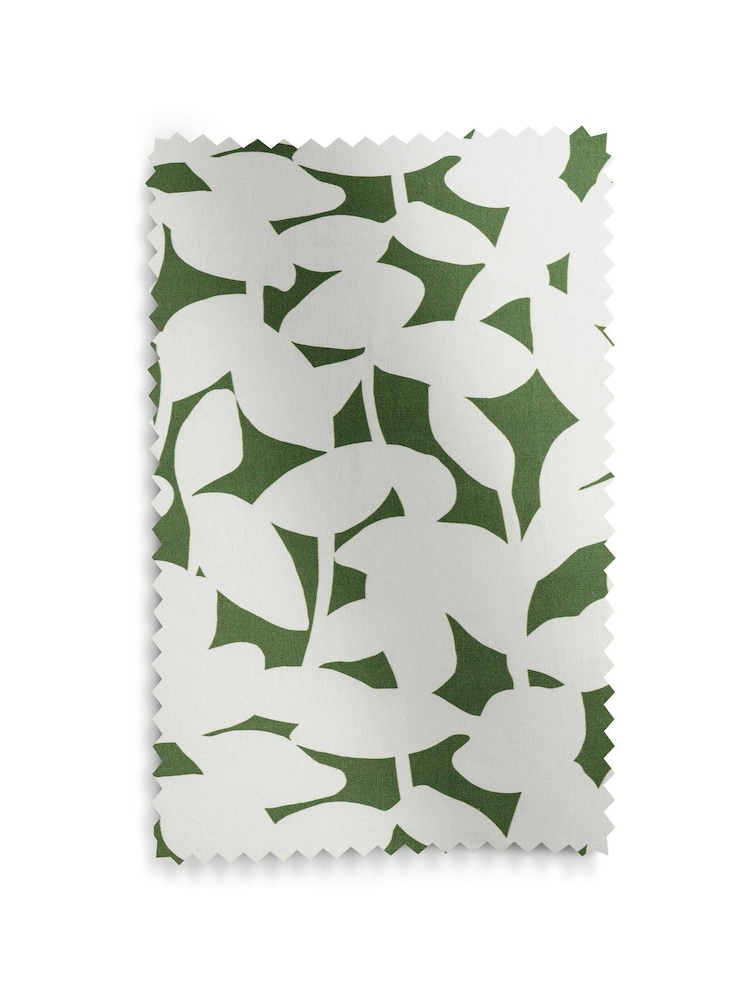 Jasper Conran London Green Pencil Pleat Blackout Floral Leaf Curtain - Image 5 of 5