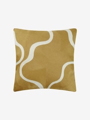 Jasper Conran London Yellow 100% Cotton Wiggle Embroidered Feather Filled Cushion - Image 1 of 4