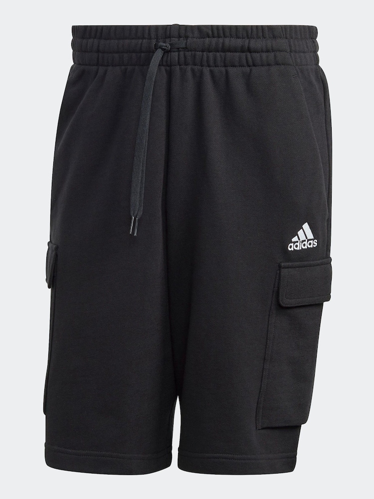 adidas Black Essentials French Terry Cargo 100% Cotton Shorts - Image 8 of 8