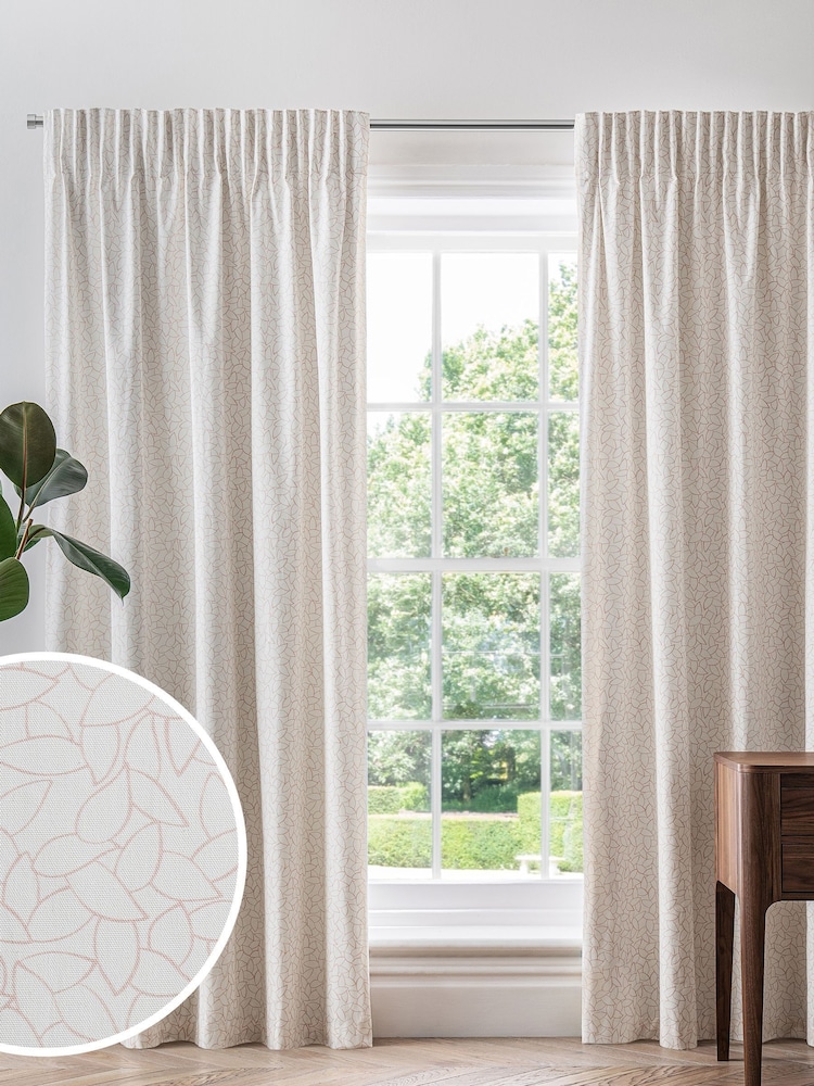 Jasper Conran London Pink Pencil Pleat Blackout Mini Leaf Curtain - Image 1 of 5