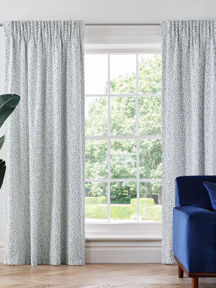 Jasper Conran London Navy Blue Pencil Pleat Blackout Mini Leaf Curtain - Image 1 of 5 Jasper Conran London Navy Blue Pencil Pleat Blackout Mini Leaf Curtain - Image 1 of 5