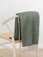 Jasper Conran London Green Lambswool Herringbone Throw - Image 1 of 6
