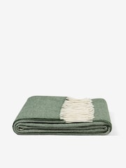 Jasper Conran London Green Lambswool Herringbone Throw - Image 2 of 6