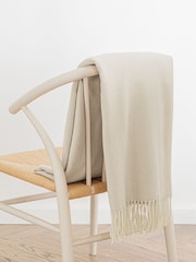 Jasper Conran London Cream Lambswool Herringbone Throw - Image 1 of 5