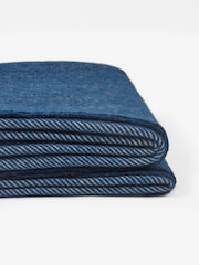Jasper Conran London Blue Lambswool Herringbone Throw - Image 6 of 6