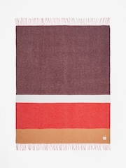 Jasper Conran London Red/Orange Lambswool Stripe Throw - Image 2 of 2