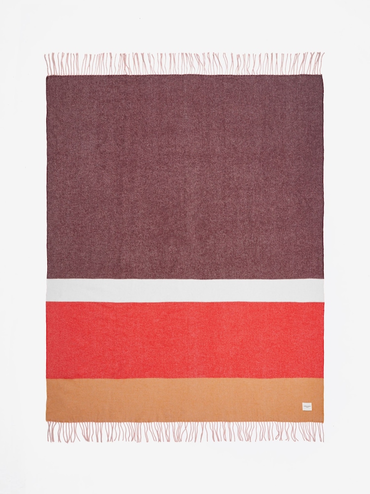 Jasper Conran London Red/Orange Lambswool Stripe Throw - Image 2 of 2