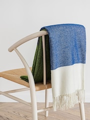 Jasper Conran London Blue/Green Lambswool Stripe Throw - Image 1 of 2