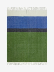Jasper Conran London Blue/Green Lambswool Stripe Throw - Image 2 of 2