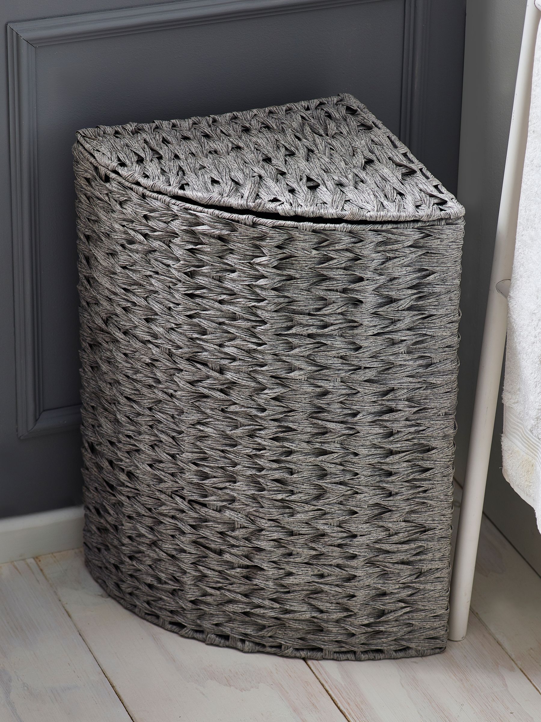 Tall corner laundry basket discount