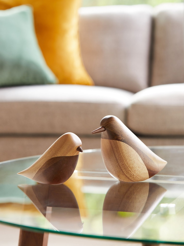 Brown Artisan Wooden Bird Ornament - Image 1 of 4