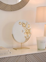 White Marble Effect Gold Flower Disc Ornament - Image 1 of 3