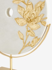White Marble Effect Gold Flower Disc Ornament - Image 3 of 3