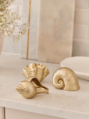Set of 3 Gold Shell Ornaments - Image 1 of 5