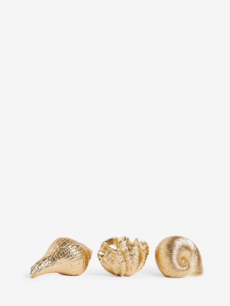 Set of 3 Gold Shell Ornaments - Image 5 of 5