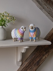Set of 2 Multi Sandra and Steve Sheep Ornaments - Image 1 of 4