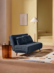 MADE.COM Smooth Velvet Sapphire Blue Haru 2 Seater Sofa Bed - Image 1 of 10
