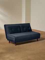 MADE.COM Smooth Velvet Sapphire Blue Haru 2 Seater Sofa Bed - Image 3 of 10